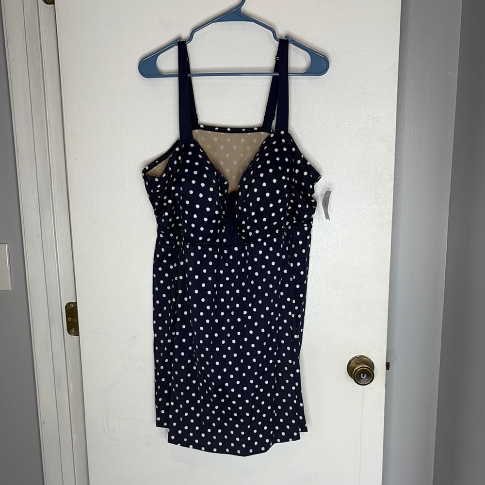 NWT Catherine’s Navy Polka Dot Swim Suit